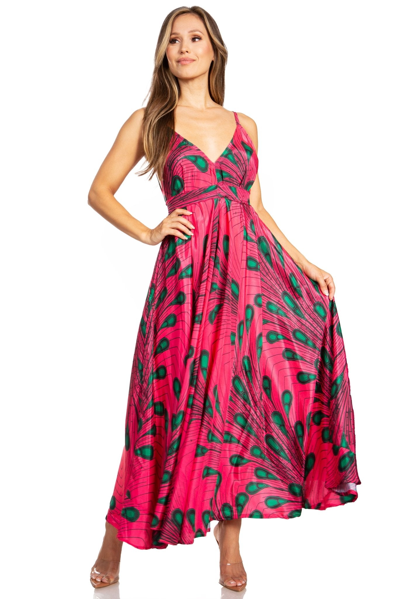 Sakkas Niza Women's Maxi Summer Casual Sleeveless Floral V neck Loose Long Dress dresses La Vie Bien Sakkas Niza Women's Maxi Summer Casual Sleeveless Floral V neck Loose Long Dress