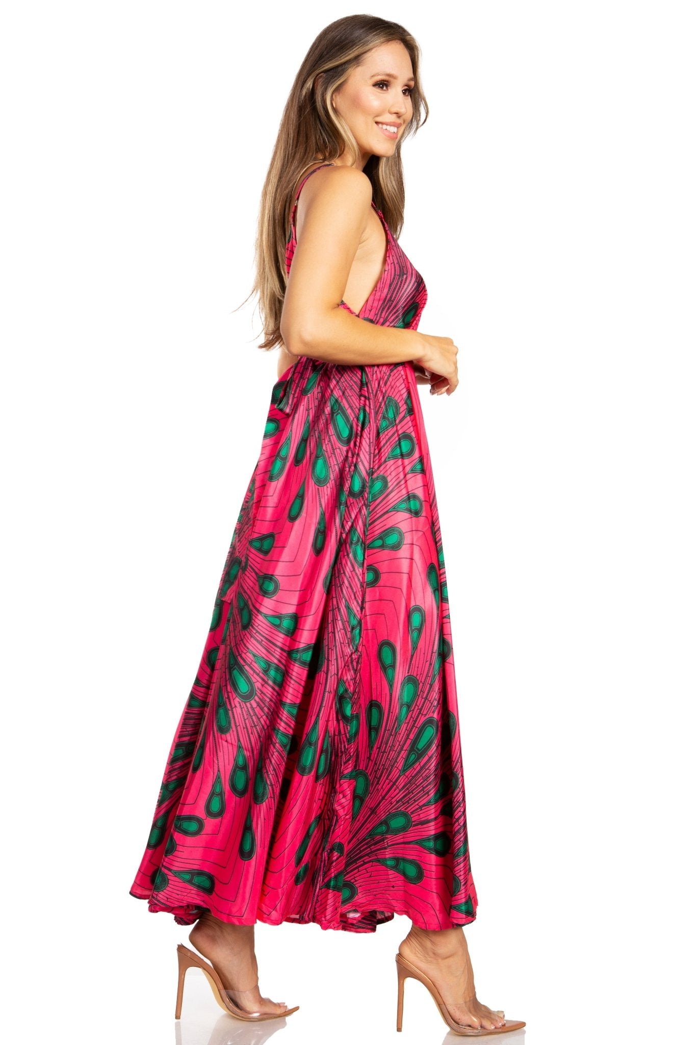 Sakkas Niza Women's Maxi Summer Casual Sleeveless Floral V neck Loose Long Dress dresses La Vie Bien Sakkas Niza Women's Maxi Summer Casual Sleeveless Floral V neck Loose Long Dress