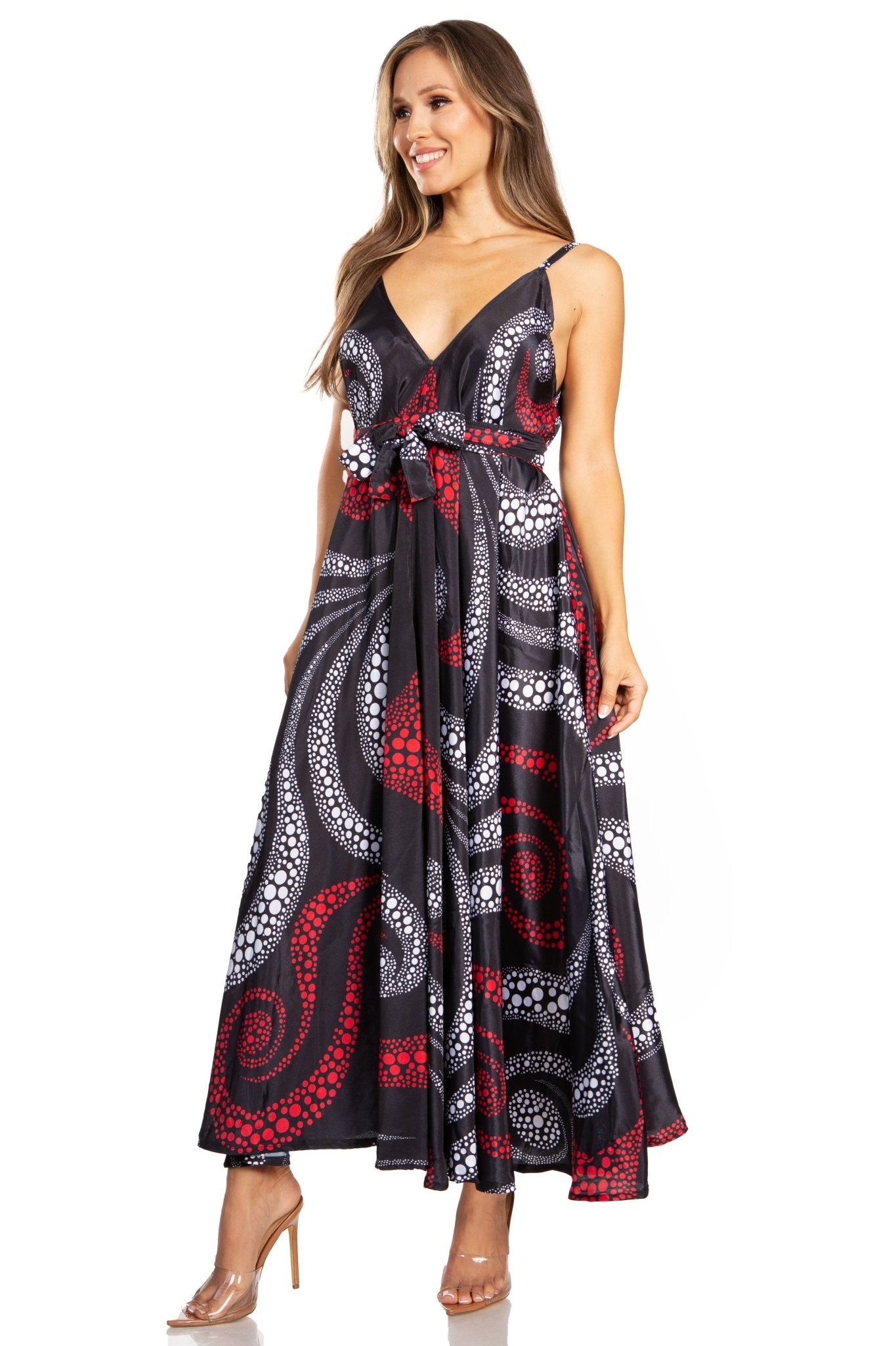 Sakkas Niza Women's Maxi Summer Casual Sleeveless Floral V neck Loose Long Dress dresses La Vie Bien Sakkas Niza Women's Maxi Summer Casual Sleeveless Floral V neck Loose Long Dress