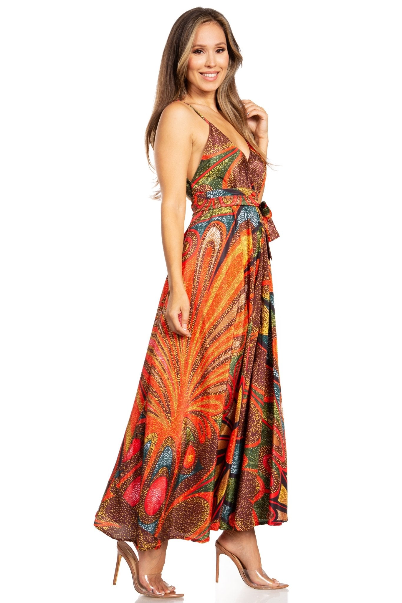 Sakkas Niza Women's Maxi Summer Casual Sleeveless Floral V neck Loose Long Dress dresses La Vie Bien Sakkas Niza Women's Maxi Summer Casual Sleeveless Floral V neck Loose Long Dress