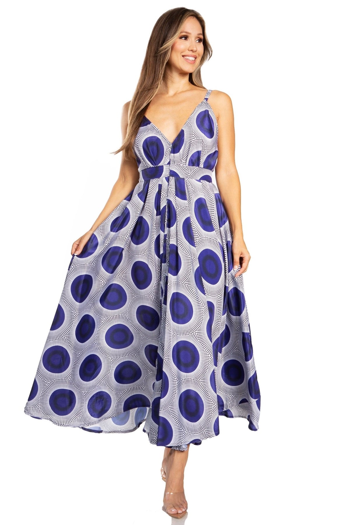 Sakkas Niza Women's Maxi Summer Casual Sleeveless Floral V neck Loose Long Dress dresses La Vie Bien Sakkas Niza Women's Maxi Summer Casual Sleeveless Floral V neck Loose Long Dress