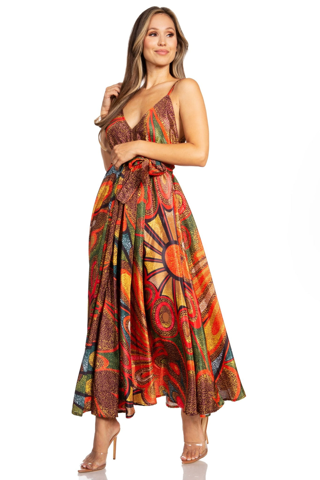Sakkas Niza Women's Maxi Summer Casual Sleeveless Floral V neck Loose Long Dress dresses La Vie Bien Sakkas Niza Women's Maxi Summer Casual Sleeveless Floral V neck Loose Long Dress