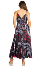 Sakkas Niza Women's Maxi Summer Casual Sleeveless Floral V neck Loose Long Dress dresses La Vie Bien Sakkas Niza Women's Maxi Summer Casual Sleeveless Floral V neck Loose Long Dress