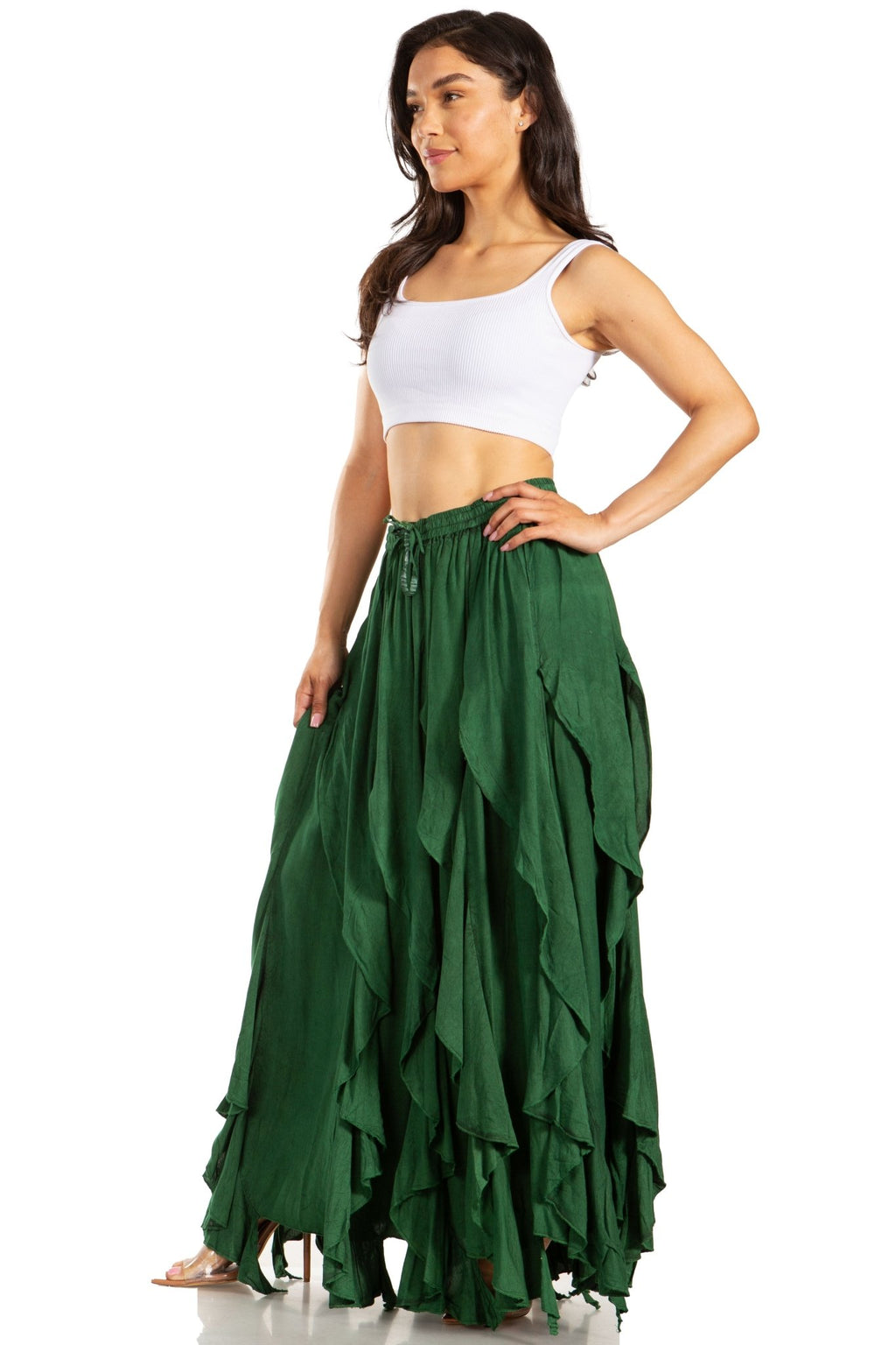 Sakkas Nova Womens Bohemian Stonewashed Rayon Asymmetrical Hem Maxi Swing Skirt skirts La Vie Bien Sakkas Nova Womens Bohemian Stonewashed Rayon Asymmetrical Hem Maxi Swing Skirt