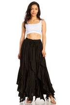Sakkas Nova Womens Bohemian Stonewashed Rayon Asymmetrical Hem Maxi Swing Skirt skirts La Vie Bien Sakkas Nova Womens Bohemian Stonewashed Rayon Asymmetrical Hem Maxi Swing Skirt