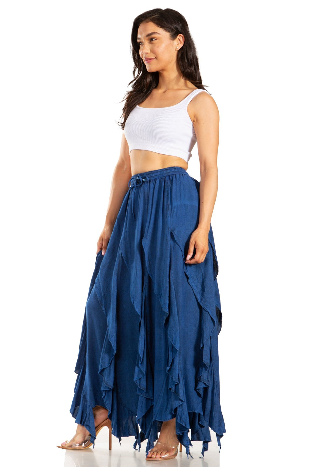 Sakkas Nova Womens Bohemian Stonewashed Rayon Asymmetrical Hem Maxi Swing Skirt skirts La Vie Bien Sakkas Nova Womens Bohemian Stonewashed Rayon Asymmetrical Hem Maxi Swing Skirt