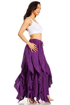 Sakkas Nova Womens Bohemian Stonewashed Rayon Asymmetrical Hem Maxi Swing Skirt skirts La Vie Bien Sakkas Nova Womens Bohemian Stonewashed Rayon Asymmetrical Hem Maxi Swing Skirt