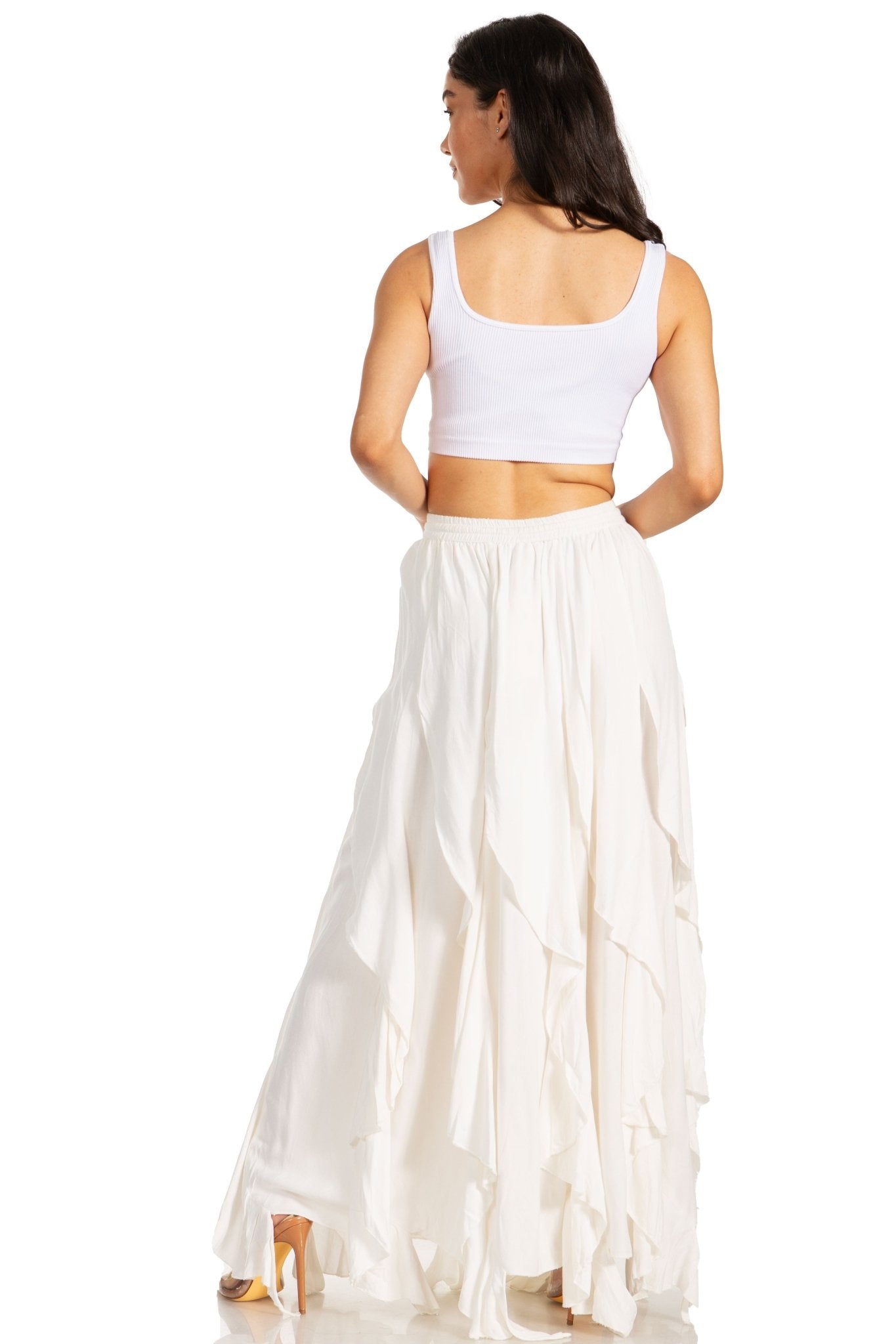 Sakkas Nova Womens Bohemian Stonewashed Rayon Asymmetrical Hem Maxi Swing Skirt skirts La Vie Bien Sakkas Nova Womens Bohemian Stonewashed Rayon Asymmetrical Hem Maxi Swing Skirt