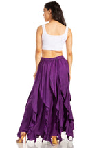 Sakkas Nova Womens Bohemian Stonewashed Rayon Asymmetrical Hem Maxi Swing Skirt skirts La Vie Bien Sakkas Nova Womens Bohemian Stonewashed Rayon Asymmetrical Hem Maxi Swing Skirt