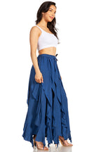 Sakkas Nova Womens Bohemian Stonewashed Rayon Asymmetrical Hem Maxi Swing Skirt skirts La Vie Bien Sakkas Nova Womens Bohemian Stonewashed Rayon Asymmetrical Hem Maxi Swing Skirt