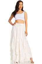 Sakkas Nova Womens Bohemian Stonewashed Rayon Asymmetrical Hem Maxi Swing Skirt skirts La Vie Bien Sakkas Nova Womens Bohemian Stonewashed Rayon Asymmetrical Hem Maxi Swing Skirt