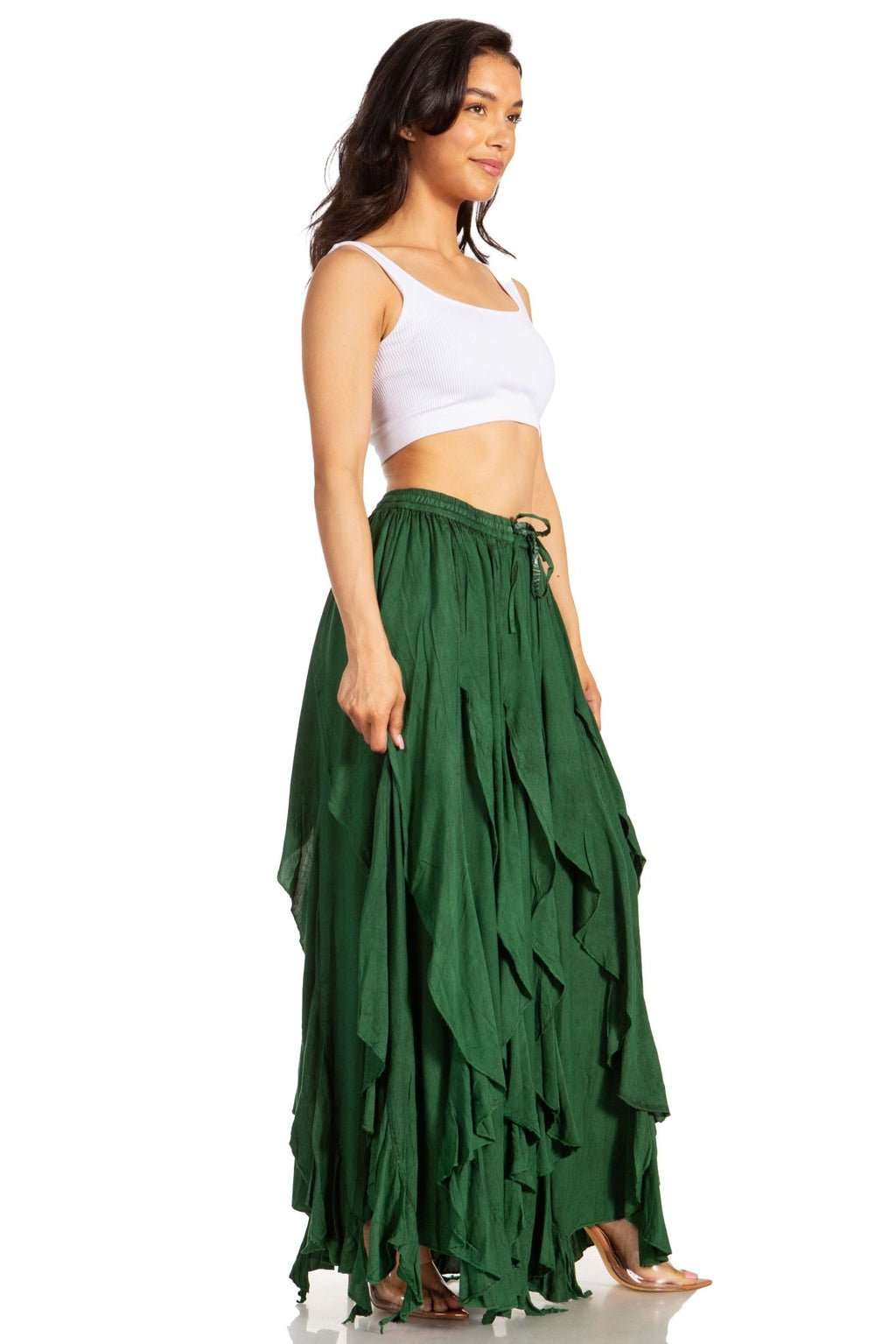 Sakkas Nova Womens Bohemian Stonewashed Rayon Asymmetrical Hem Maxi Swing Skirt skirts La Vie Bien Sakkas Nova Womens Bohemian Stonewashed Rayon Asymmetrical Hem Maxi Swing Skirt