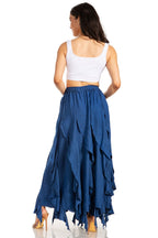 Sakkas Nova Womens Bohemian Stonewashed Rayon Asymmetrical Hem Maxi Swing Skirt skirts La Vie Bien Sakkas Nova Womens Bohemian Stonewashed Rayon Asymmetrical Hem Maxi Swing Skirt