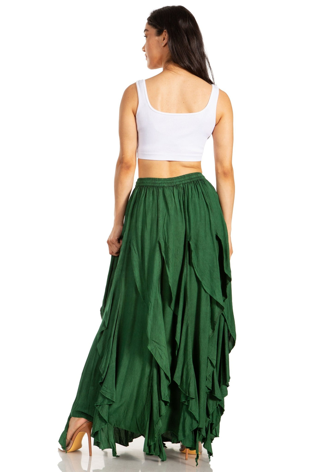 Sakkas Nova Womens Bohemian Stonewashed Rayon Asymmetrical Hem Maxi Swing Skirt skirts La Vie Bien Sakkas Nova Womens Bohemian Stonewashed Rayon Asymmetrical Hem Maxi Swing Skirt
