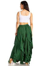 Sakkas Nova Womens Bohemian Stonewashed Rayon Asymmetrical Hem Maxi Swing Skirt skirts La Vie Bien Sakkas Nova Womens Bohemian Stonewashed Rayon Asymmetrical Hem Maxi Swing Skirt