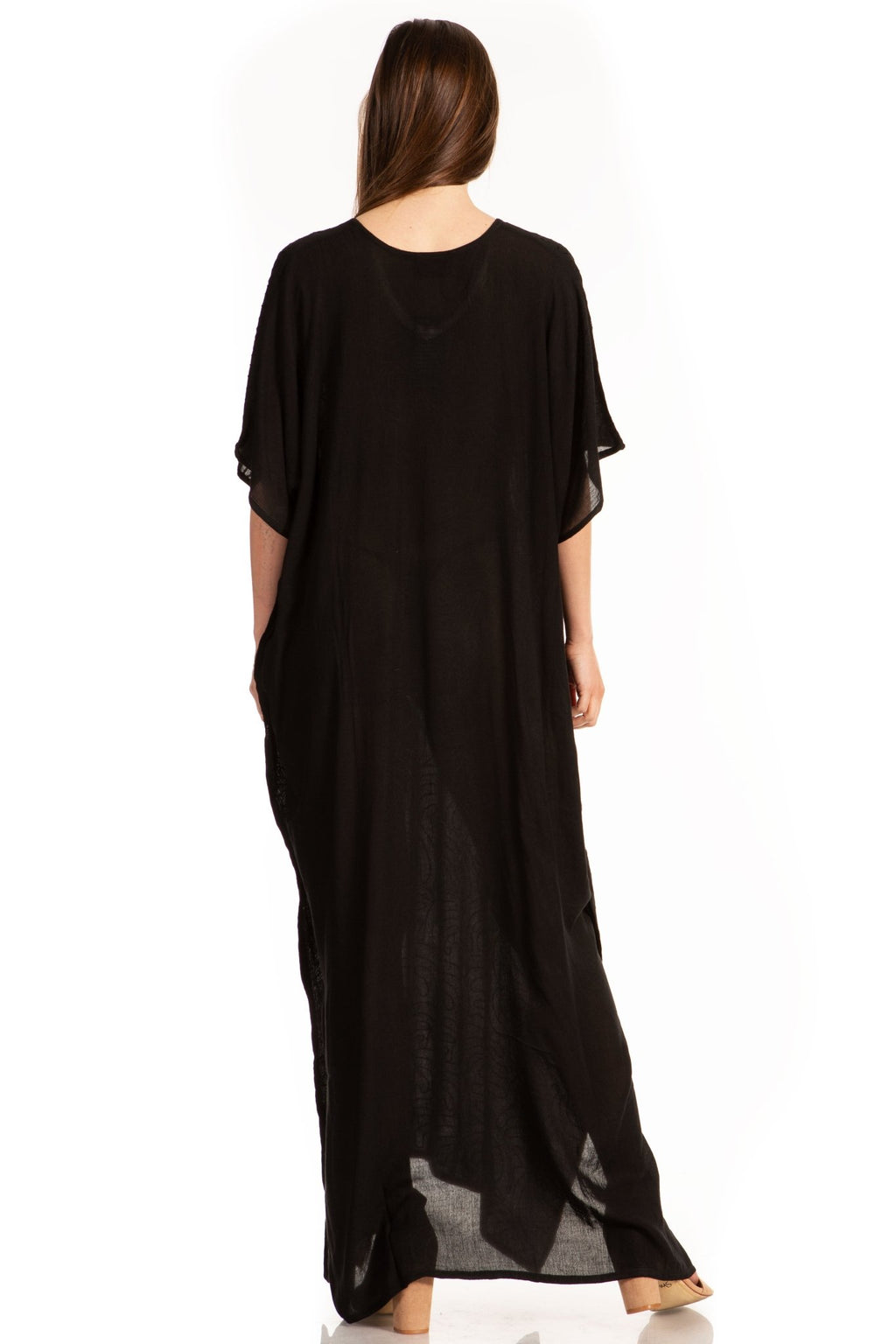 Sakkas Pilar Petite Women's Beach Maxi Caftan Dress in Short Sleeve Casual Style dresses La Vie Bien Sakkas Pilar Petite Women's Beach Maxi Caftan Dress in Short Sleeve Casual Style