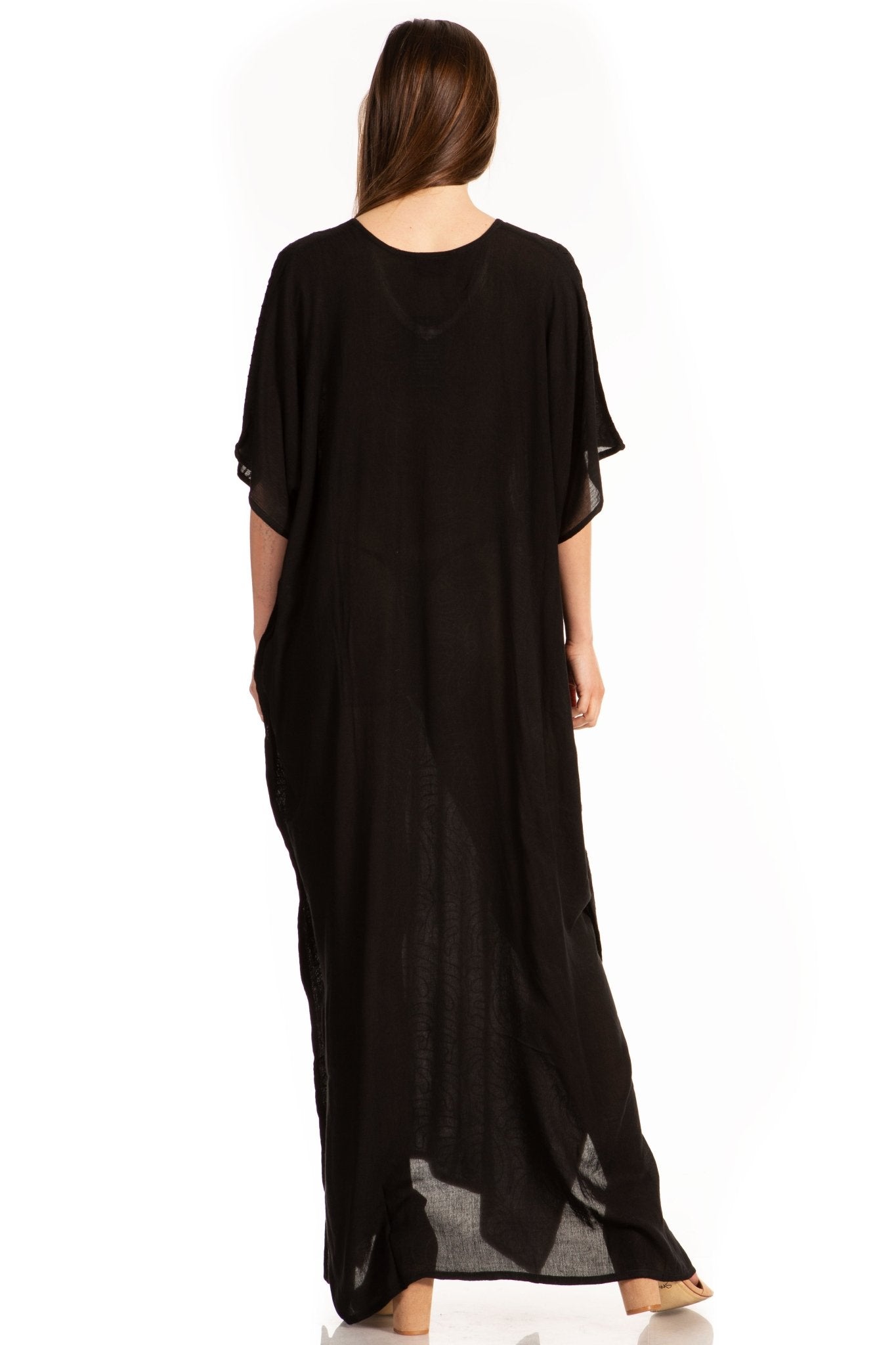 Sakkas Pilar Petite Women's Beach Maxi Caftan Dress in Short Sleeve Casual Style dresses La Vie Bien Sakkas Pilar Petite Women's Beach Maxi Caftan Dress in Short Sleeve Casual Style