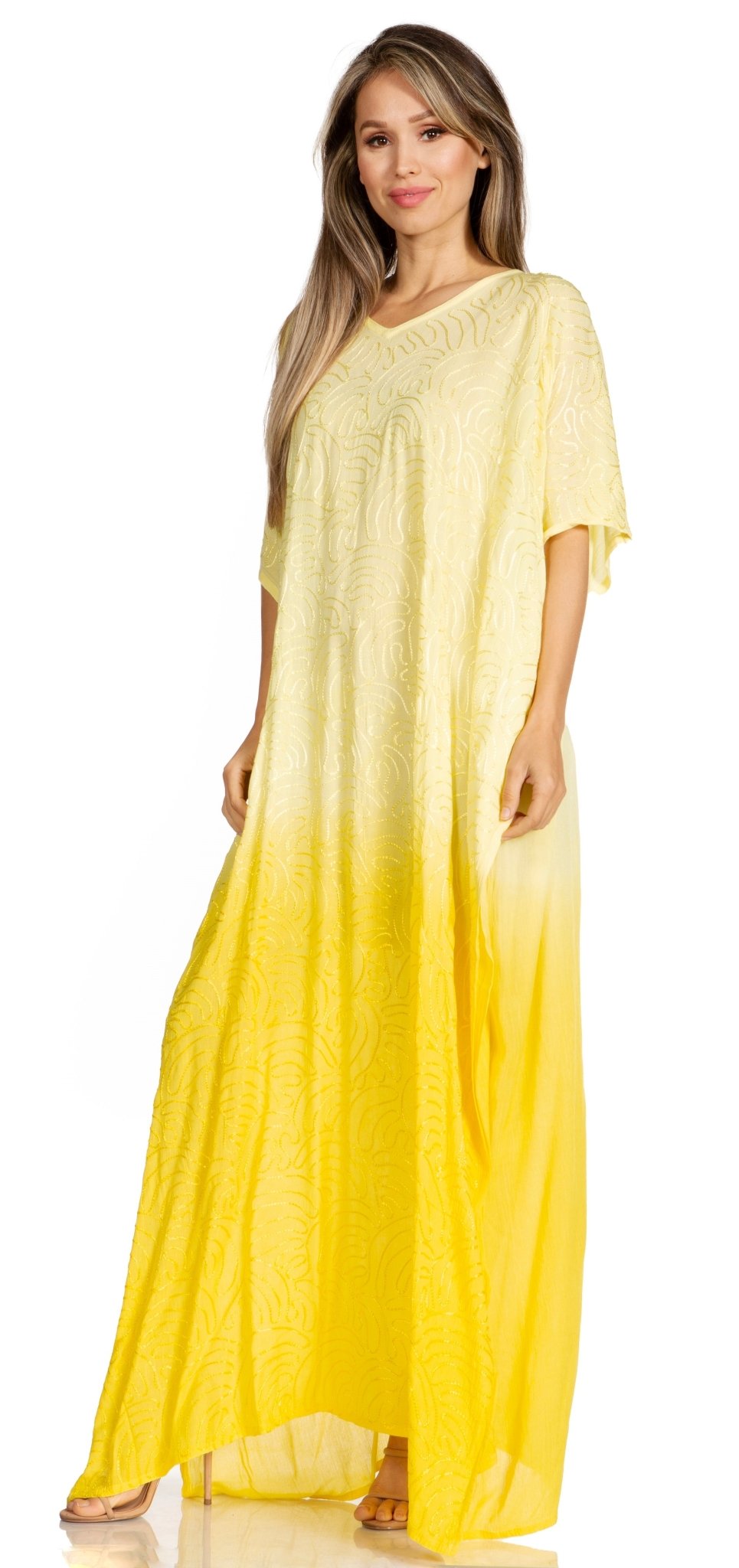 Sakkas Pilar Petite Women's Beach Maxi Caftan Dress in Short Sleeve Casual Style dresses La Vie Bien Sakkas Pilar Petite Women's Beach Maxi Caftan Dress in Short Sleeve Casual Style