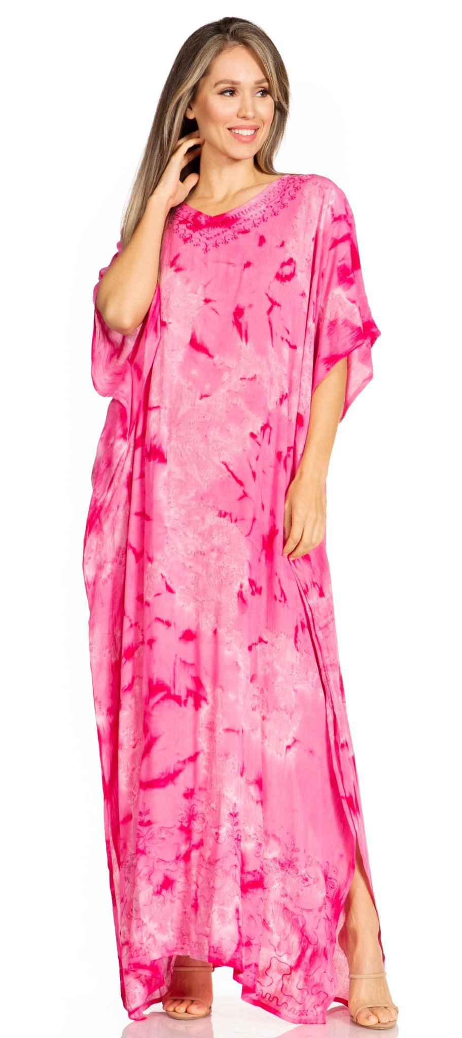 Sakkas Pilar Petite Women's Beach Maxi Caftan Dress in Short Sleeve Casual Style dresses La Vie Bien Sakkas Pilar Petite Women's Beach Maxi Caftan Dress in Short Sleeve Casual Style