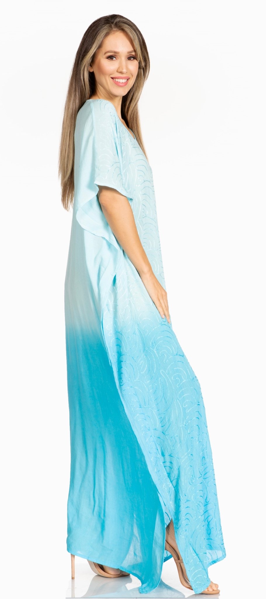 Sakkas Pilar Petite Women's Beach Maxi Caftan Dress in Short Sleeve Casual Style dresses La Vie Bien Sakkas Pilar Petite Women's Beach Maxi Caftan Dress in Short Sleeve Casual Style