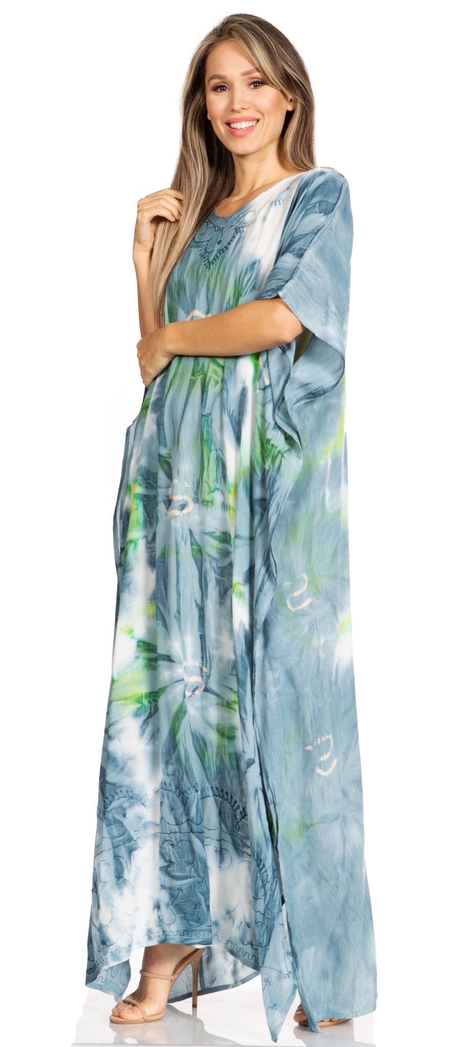 Sakkas Pilar Petite Women's Beach Maxi Caftan Dress in Short Sleeve Casual Style dresses La Vie Bien Sakkas Pilar Petite Women's Beach Maxi Caftan Dress in Short Sleeve Casual Style