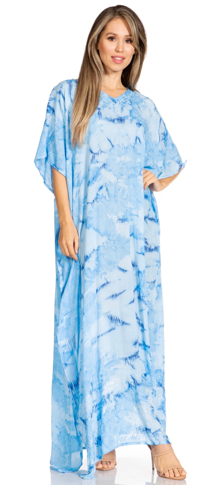 Sakkas Pilar Petite Women's Beach Maxi Caftan Dress in Short Sleeve Casual Style dresses La Vie Bien Sakkas Pilar Petite Women's Beach Maxi Caftan Dress in Short Sleeve Casual Style