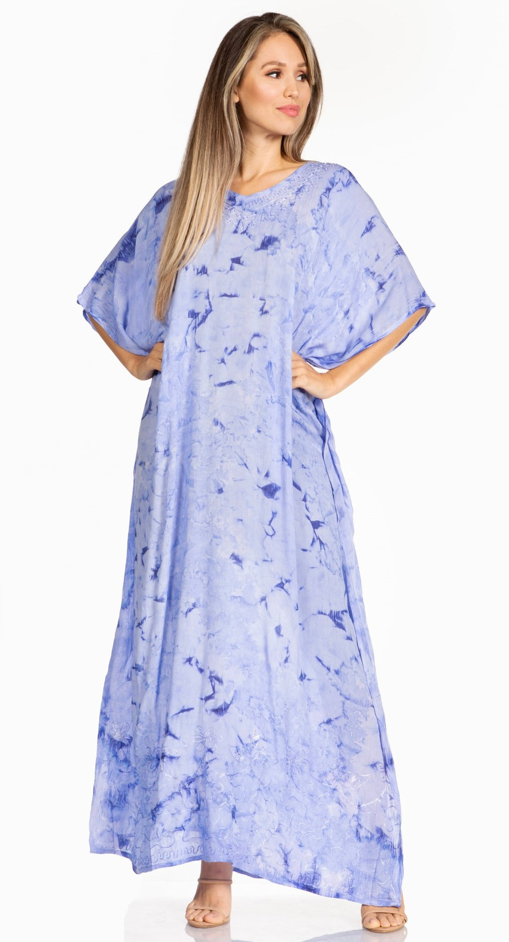 Sakkas Pilar Petite Women's Beach Maxi Caftan Dress in Short Sleeve Casual Style dresses La Vie Bien Sakkas Pilar Petite Women's Beach Maxi Caftan Dress in Short Sleeve Casual Style