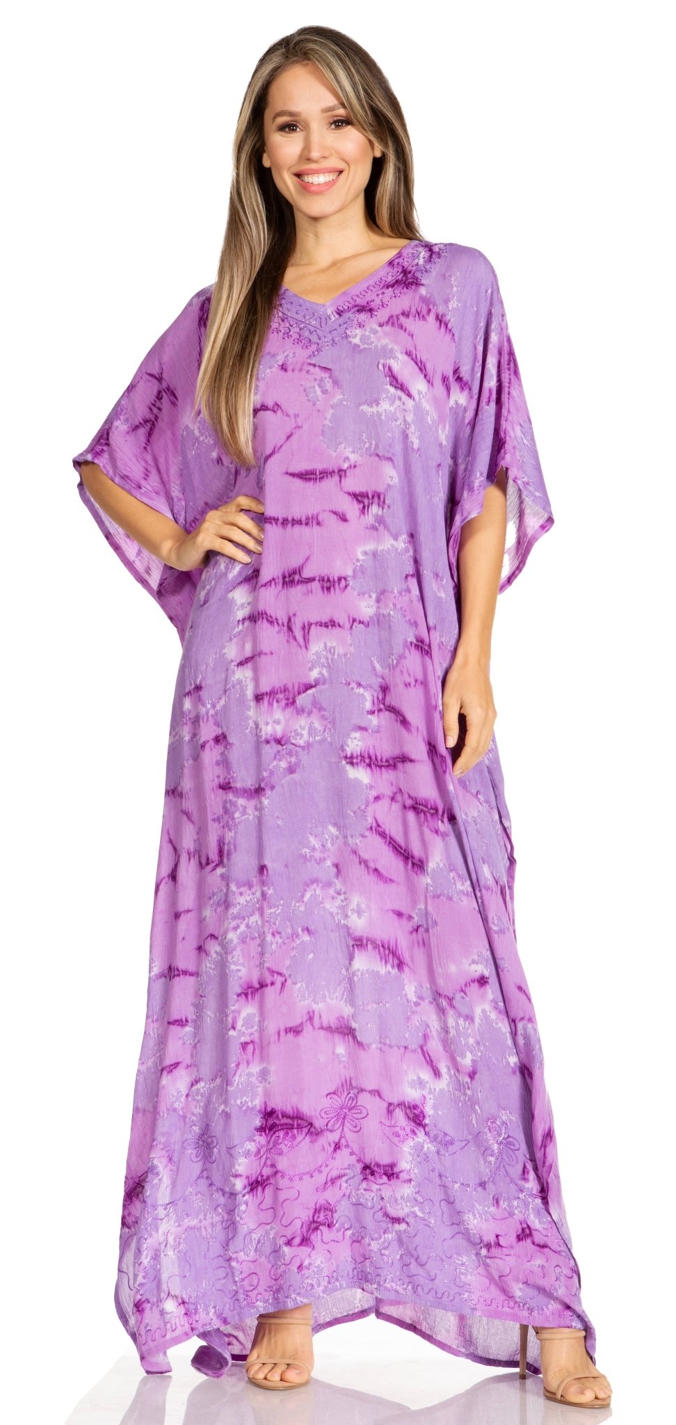 Sakkas Pilar Petite Women's Beach Maxi Caftan Dress in Short Sleeve Casual Style dresses La Vie Bien Sakkas Pilar Petite Women's Beach Maxi Caftan Dress in Short Sleeve Casual Style