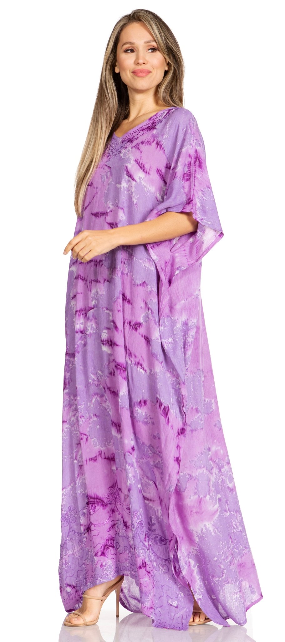 Sakkas Pilar Petite Women's Beach Maxi Caftan Dress in Short Sleeve Casual Style dresses La Vie Bien Sakkas Pilar Petite Women's Beach Maxi Caftan Dress in Short Sleeve Casual Style