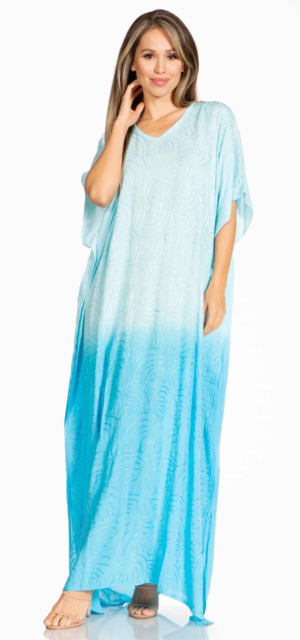 Sakkas Pilar Petite Women's Beach Maxi Caftan Dress in Short Sleeve Casual Style dresses La Vie Bien Sakkas Pilar Petite Women's Beach Maxi Caftan Dress in Short Sleeve Casual Style
