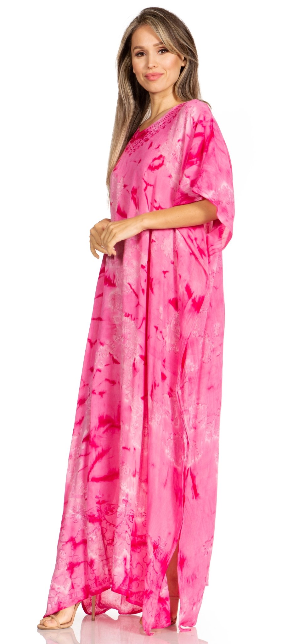 Sakkas Pilar Petite Women's Beach Maxi Caftan Dress in Short Sleeve Casual Style dresses La Vie Bien Sakkas Pilar Petite Women's Beach Maxi Caftan Dress in Short Sleeve Casual Style