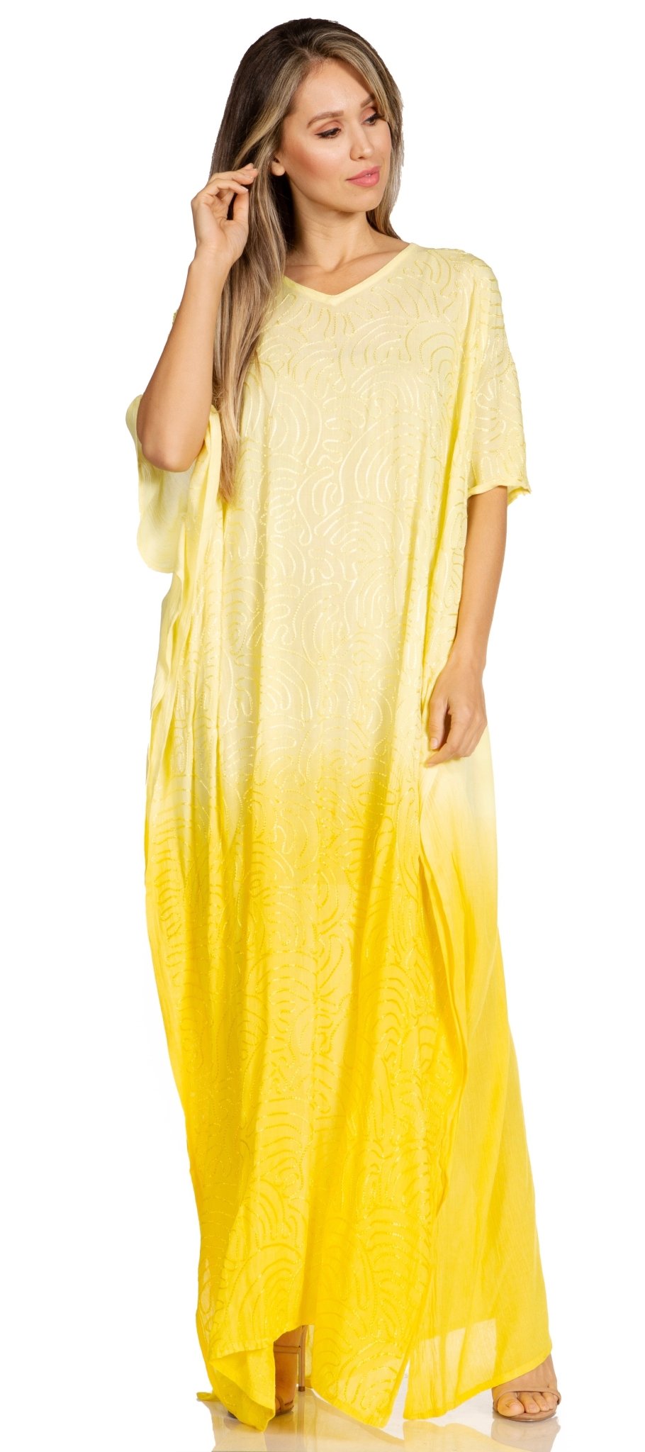 Sakkas Pilar Petite Women's Beach Maxi Caftan Dress in Short Sleeve Casual Style dresses La Vie Bien Sakkas Pilar Petite Women's Beach Maxi Caftan Dress in Short Sleeve Casual Style