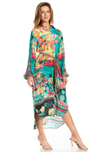 Sakkas Rina Women's Floral Print Maxi Dress with Long Sleeves and Flounce Shirt Design dresses La Vie Bien Sakkas Rina Women's Floral Print Maxi Dress with Long Sleeves and Flounce Shirt Design
