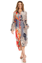 Sakkas Rina Women's Floral Print Maxi Dress with Long Sleeves and Flounce Shirt Design dresses La Vie Bien Sakkas Rina Women's Floral Print Maxi Dress with Long Sleeves and Flounce Shirt Design