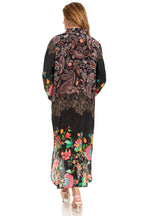 Sakkas Rina Women's Floral Print Maxi Dress with Long Sleeves and Flounce Shirt Design dresses La Vie Bien Sakkas Rina Women's Floral Print Maxi Dress with Long Sleeves and Flounce Shirt Design