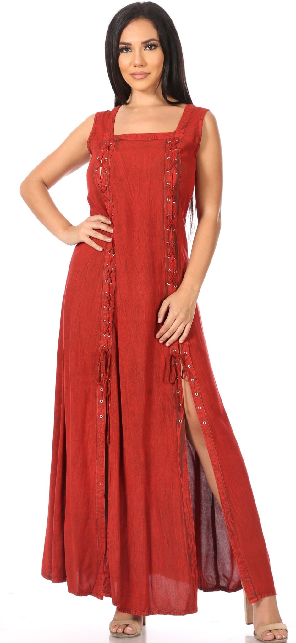 Sakkas Riva Women's Sleeveless Chemise + Over Dress Medieval Celtic Renaissance dresses La Vie Bien Sakkas Riva Women's Sleeveless Chemise + Over Dress Medieval Celtic Renaissance