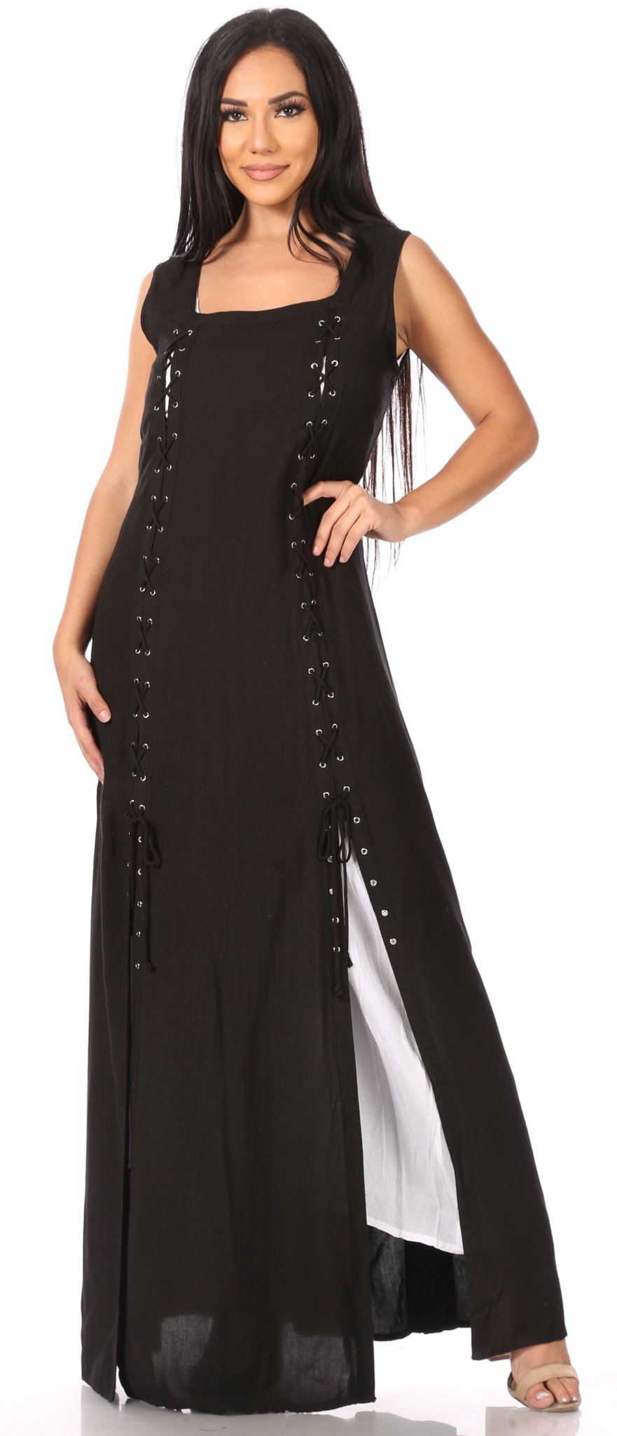 Sakkas Riva Women's Sleeveless Chemise + Over Dress Medieval Celtic Renaissance dresses La Vie Bien Sakkas Riva Women's Sleeveless Chemise + Over Dress Medieval Celtic Renaissance