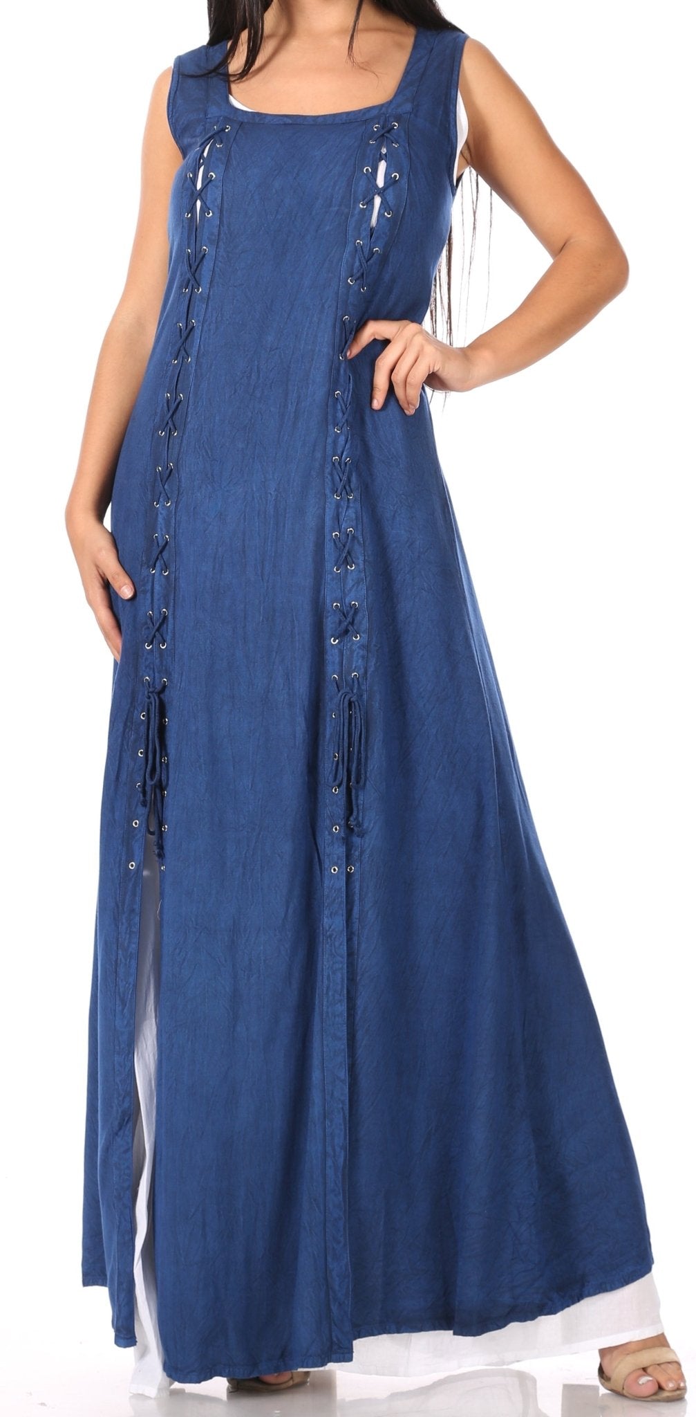 Sakkas Riva Women's Sleeveless Chemise + Over Dress Medieval Celtic Renaissance dresses La Vie Bien Sakkas Riva Women's Sleeveless Chemise + Over Dress Medieval Celtic Renaissance