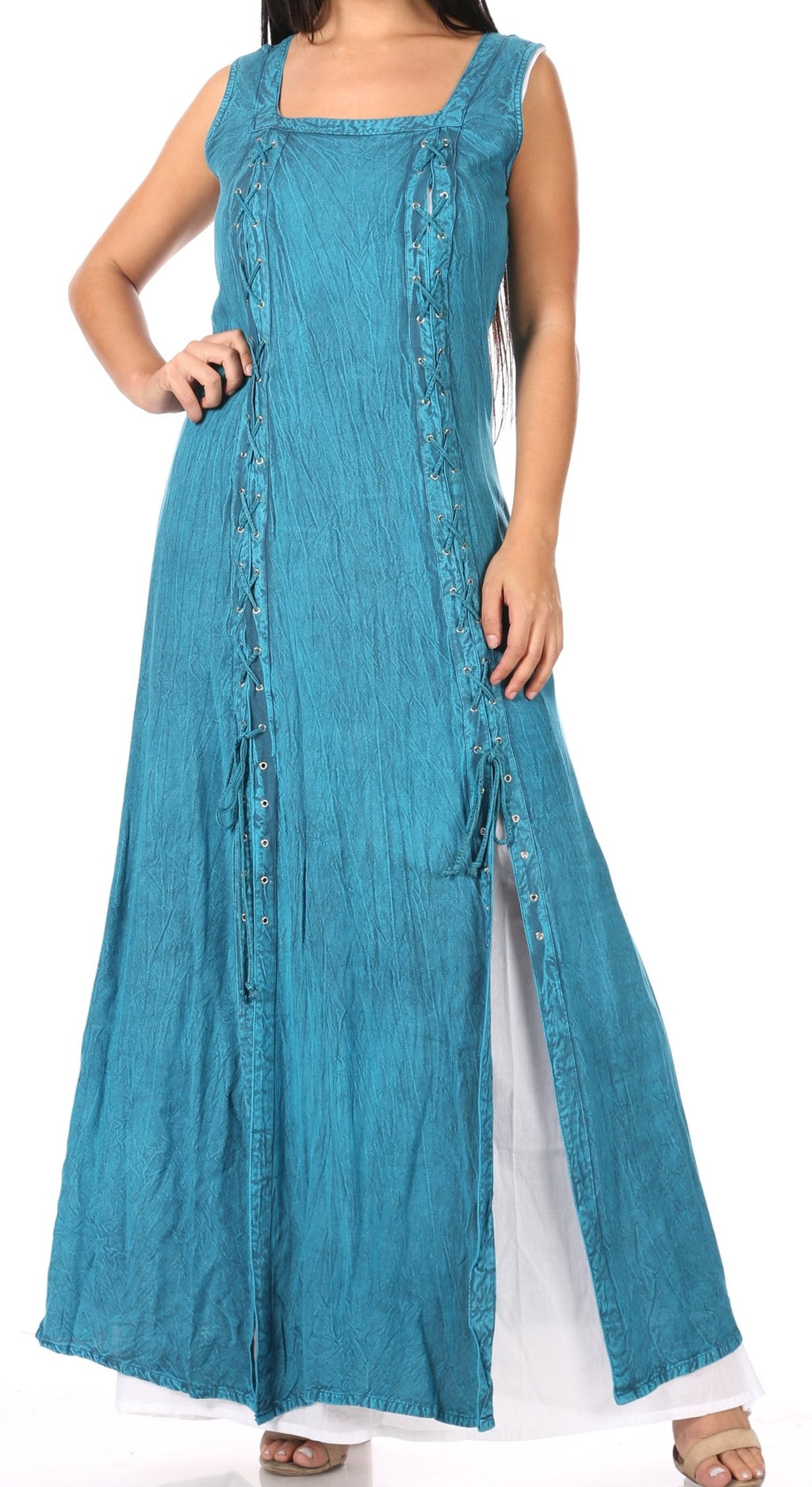 Sakkas Riva Women's Sleeveless Chemise + Over Dress Medieval Celtic Renaissance dresses La Vie Bien Sakkas Riva Women's Sleeveless Chemise + Over Dress Medieval Celtic Renaissance