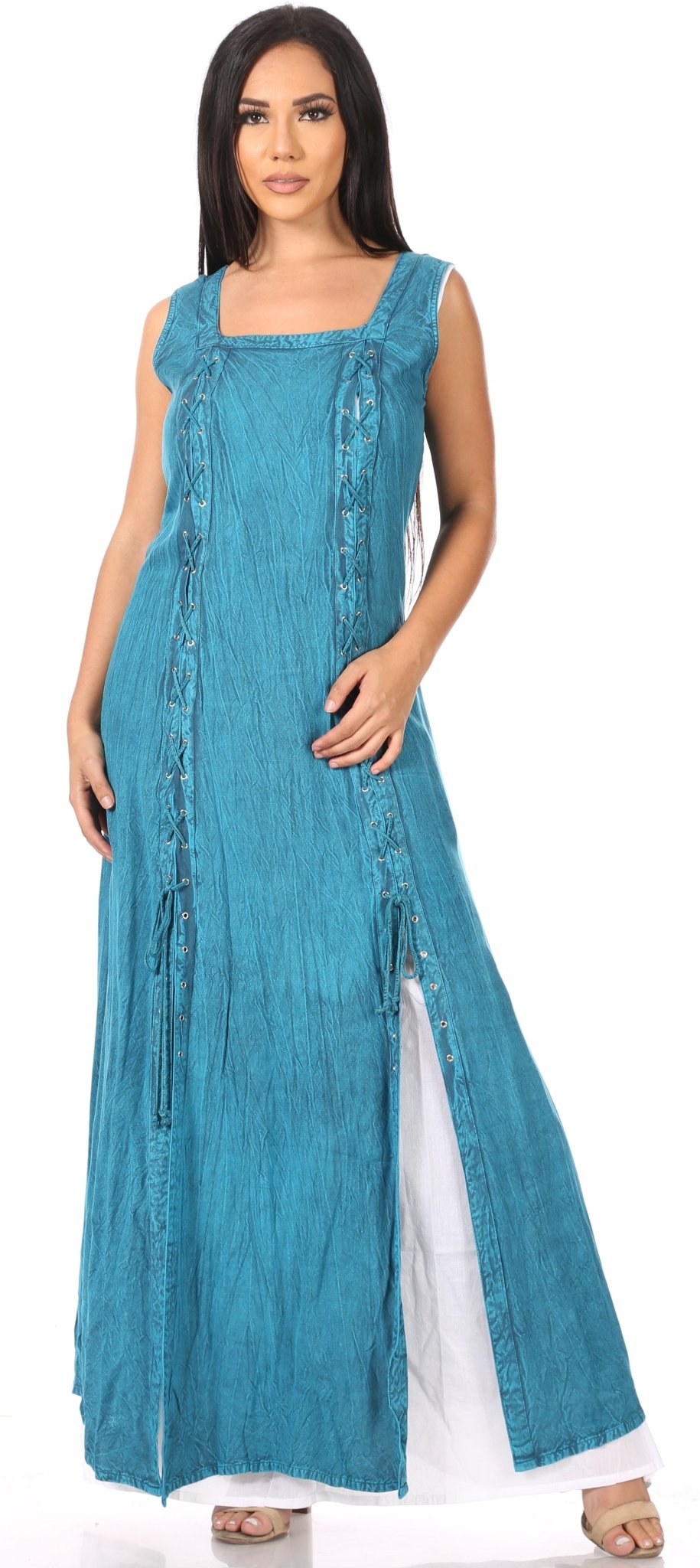 Sakkas Riva Women's Sleeveless Chemise + Over Dress Medieval Celtic Renaissance dresses La Vie Bien Sakkas Riva Women's Sleeveless Chemise + Over Dress Medieval Celtic Renaissance