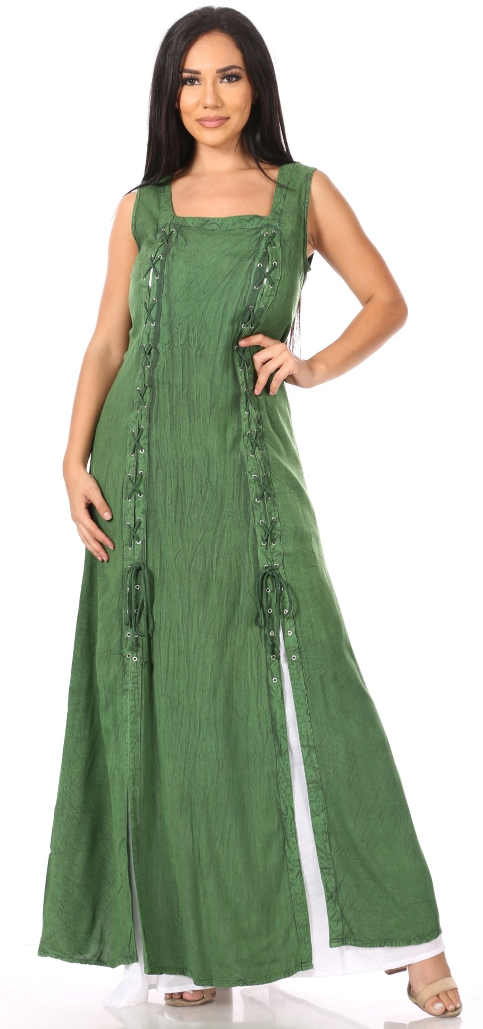 Sakkas Riva Women's Sleeveless Chemise + Over Dress Medieval Celtic Renaissance dresses La Vie Bien Sakkas Riva Women's Sleeveless Chemise + Over Dress Medieval Celtic Renaissance