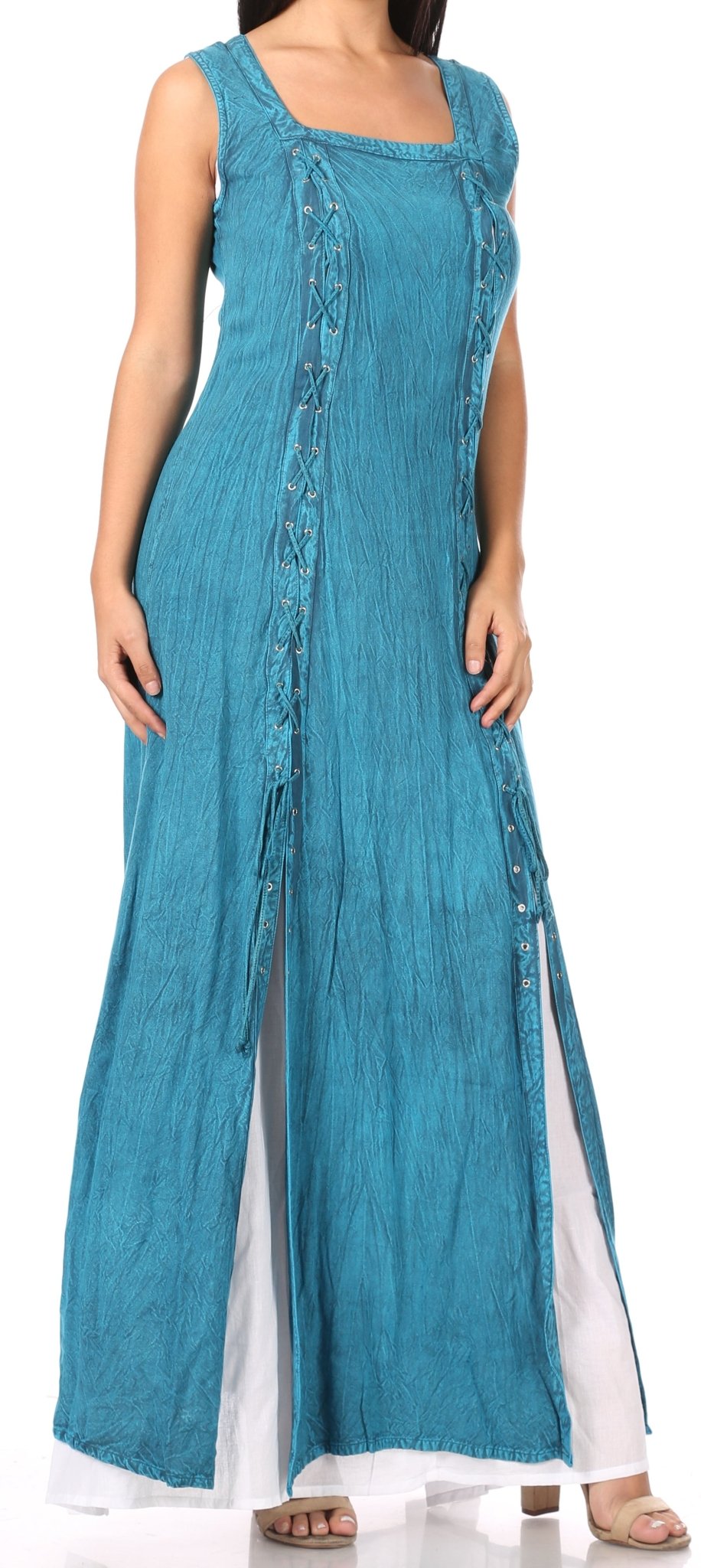Sakkas Riva Women's Sleeveless Chemise + Over Dress Medieval Celtic Renaissance dresses La Vie Bien Sakkas Riva Women's Sleeveless Chemise + Over Dress Medieval Celtic Renaissance