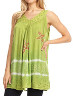Sakkas Ruth Sequin Embroidered Batik Relaxed Fit Sleeveless V-Neck Top tops La Vie Bien Sakkas Ruth Sequin Embroidered Batik Relaxed Fit Sleeveless V-Neck Top