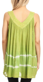 Sakkas Ruth Sequin Embroidered Batik Relaxed Fit Sleeveless V-Neck Top tops La Vie Bien Sakkas Ruth Sequin Embroidered Batik Relaxed Fit Sleeveless V-Neck Top