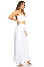 Sakkas Samantha Women's Bandeau Tube Top & Wide leg Gaucho Pants Set Palazzo Boho pants La Vie Bien Sakkas Samantha Women's Bandeau Tube Top & Wide leg Gaucho Pants Set Palazzo Boho