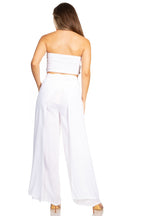 Sakkas Samantha Women's Bandeau Tube Top & Wide leg Gaucho Pants Set Palazzo Boho pants La Vie Bien Sakkas Samantha Women's Bandeau Tube Top & Wide leg Gaucho Pants Set Palazzo Boho