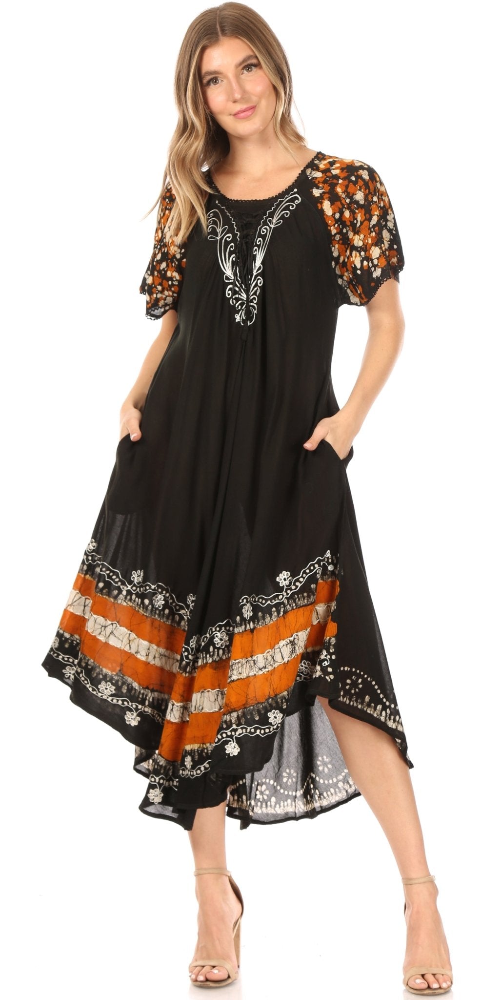 Sakkas Sara Batik CaftanTank Dress / Cover Up dresses La Vie Bien Sakkas Sara Batik CaftanTank Dress / Cover Up