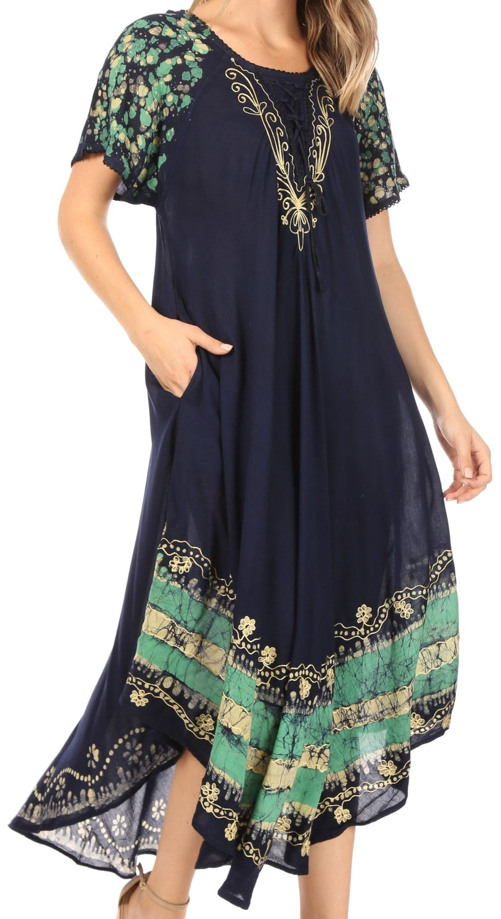 Sakkas Sara Batik CaftanTank Dress / Cover Up dresses La Vie Bien Sakkas Sara Batik CaftanTank Dress / Cover Up