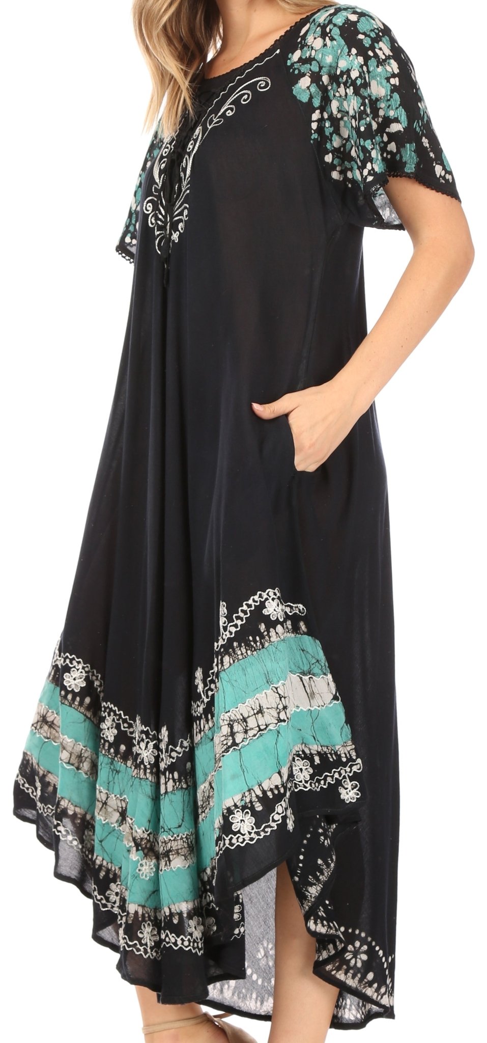 Sakkas Sara Batik CaftanTank Dress / Cover Up dresses La Vie Bien Sakkas Sara Batik CaftanTank Dress / Cover Up