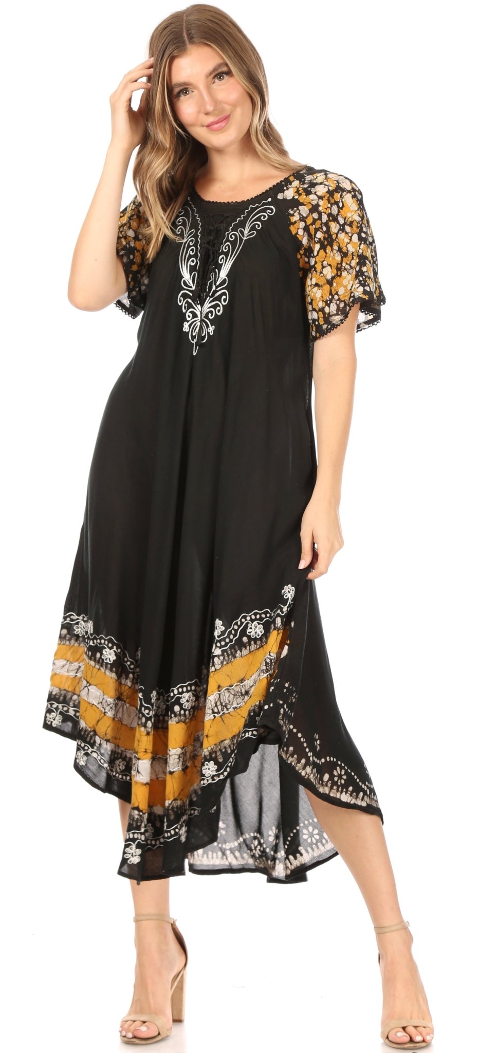 Sakkas Sara Batik CaftanTank Dress / Cover Up dresses La Vie Bien Sakkas Sara Batik CaftanTank Dress / Cover Up